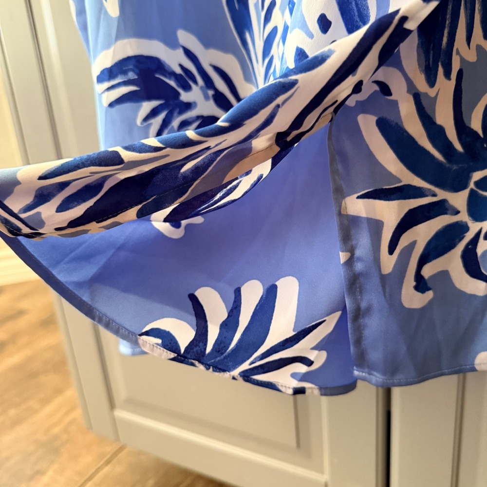 Van Winkle & Co Painted Palm Dolman Sleeve Caftan Dress, Blue White, XL (NWT) - Picture 4 of 13